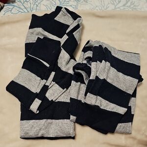 Pajama (7) Striped Blue and Gray Sweater Set